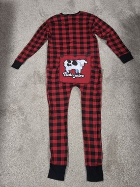 Lazy One Red & Black Buffalo Plaid Women’s Pajama Onesie with Cow Pocket